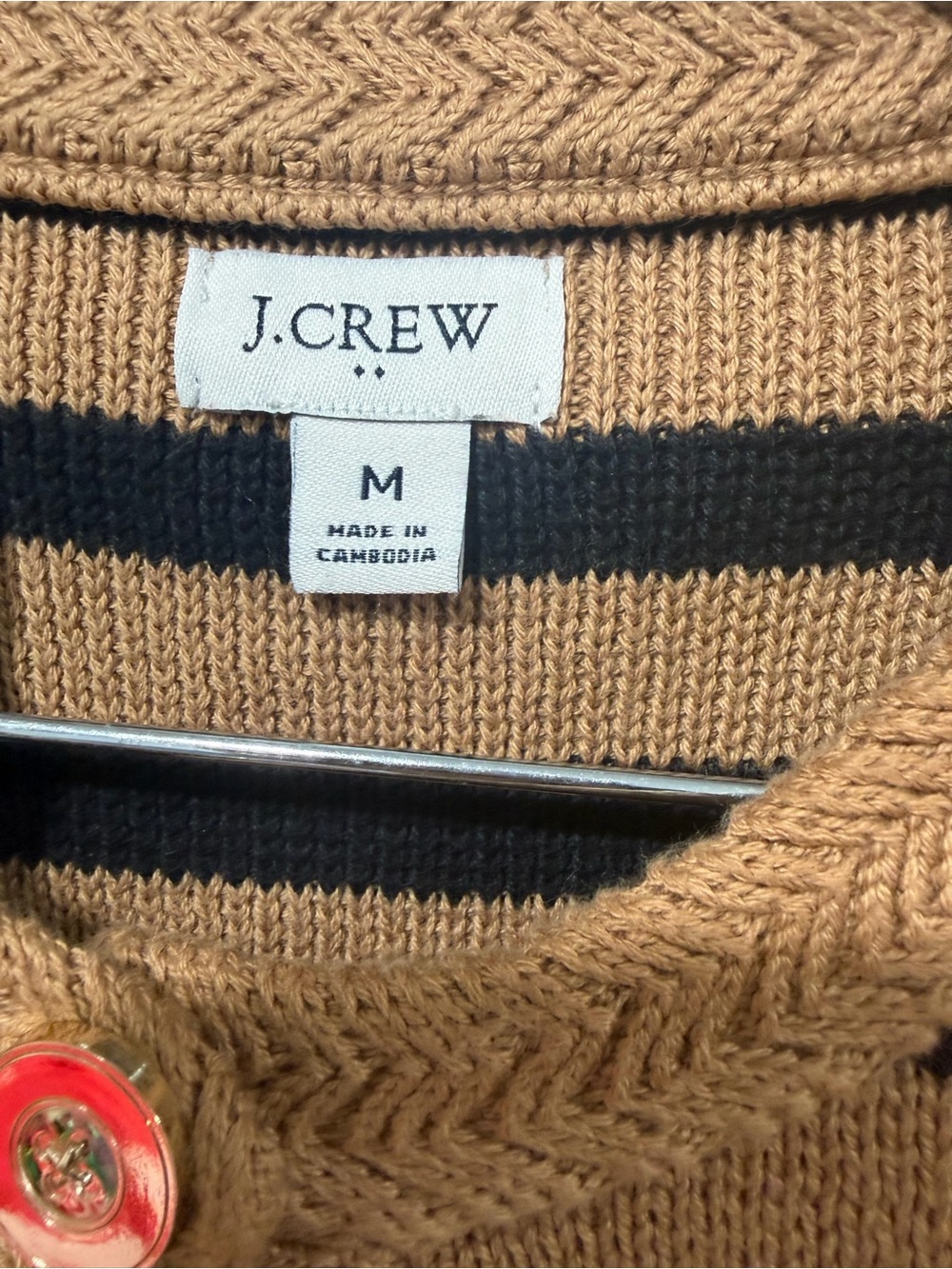 J. Crew Striped Button-Front Cardigan in Camel and Black - Picture 2 of 10